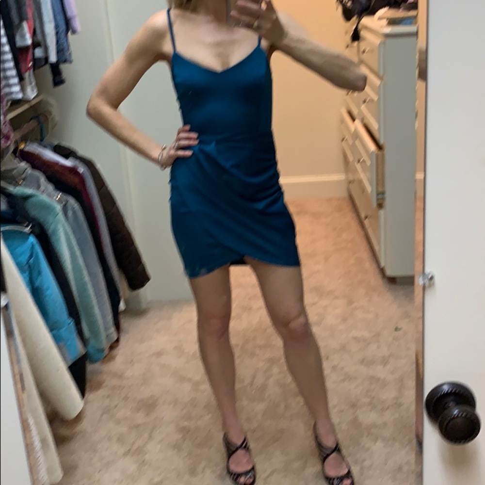Peacock blue cocktail dress